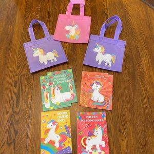 Unicorn Favor Bags & Coloring Books, all new